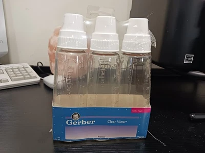 Vintage Gerber Baby Bottles Clear View New Never Used Unopen 3 Pack - Image 1 of 4