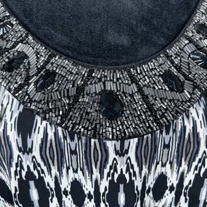 Maxi Vestido Jennie & Marlis Escote Cuentas Sin Mangas Negro Blanco 1X Fiesta Boho - Imagen 1 de 7