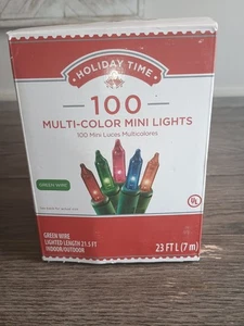 100 Mini Christmas Lights Multi Color Party Indoor Outdoor Green Wire 23 ft NEW - Picture 1 of 6
