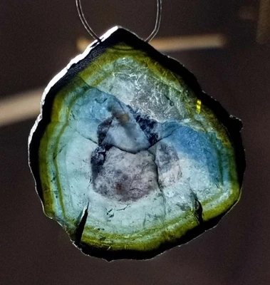 TOP!! große Wassermelonen Turmalin Scheibe 22mm / 8,03ct mit Bohrung Anhänger - Bild 1 von 3