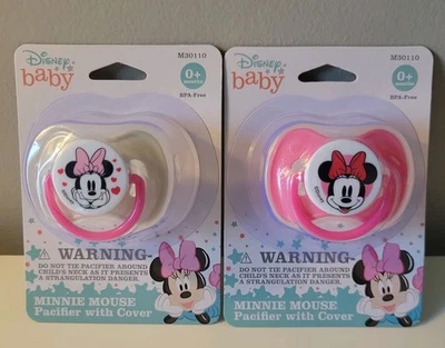 Disney Bebé Minnie Mouse Chupete Con Cubierta 0+ Meses Libre de BPA Lote de 2   Foto 1 de 4