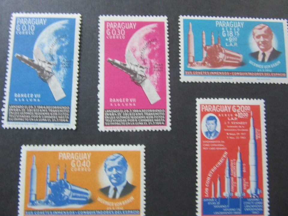 5 Paraguay Stamps Ranger VII, Space Achievement, Kennedy MNH - Image 1 of 1