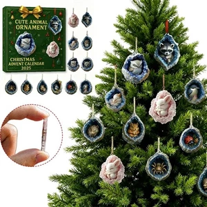 2025 Christmas Advent Calendar Set - 2D Sea Glass & Animal O rnaments - Picture 1 of 8