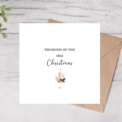 HANDMADE Thinking Of You At Christmas Card, Sympathy Card Friend, Condolence Card