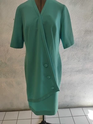  Vestido para mujer Edith Flagg turquesa arrugado años 70 talla 16” Foto 1 de 4