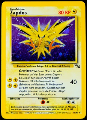 Pokemon Zapdos #15 / Fossil Holo Deutsch - Bild 1 von 4