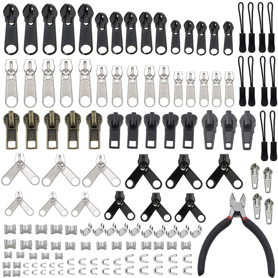 ZIPPER Repair Kit Replacement With Plier for Bags Jackets Tents 143 PC by Yahoga