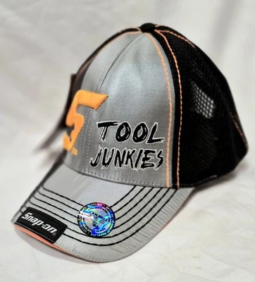 Nuevo Sombrero a Presión Herramienta Junkies Negro Plata Naranja Gorra Ajustable Malla Camionero   Foto 1 de 4