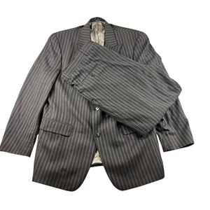 DILLARDS HART SCHAFFNER MARX Men 2 Pc Suit Black Striped 2 Btn 42R , 36x29 - Picture 1 of 24