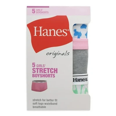 Paquete de 5 cortos Hanes® originales de algodón elástico para niñas Foto 1 de 4