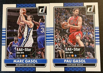 (大量 2 张)Marc Gasol Pau Gasol 2 张卡套装 2014 年 Donruss 全明星赛独家 — 第 1/2 张图片