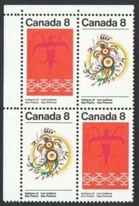 INDIANS CANADA 1972 #564-565 MNH UL BLANK Block of 4 THUNDERBIRD, SUN DANCE... - Picture 1 of 1