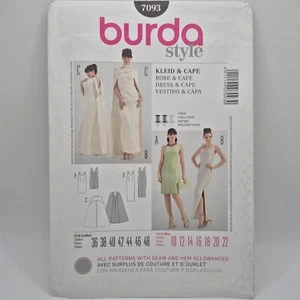 Burda Style 7093 Womens Sz 10-22 Formal Dress and Cape Sewing Pattern UNCUT - Picture 1 of 6