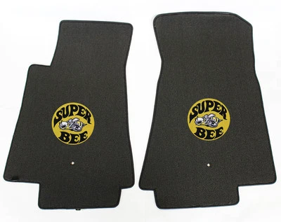 NEW! BLACK FLOOR MATS 1971 Dodge Charger Super Bee Embroidered Logo LOOK - Image 1 of 4