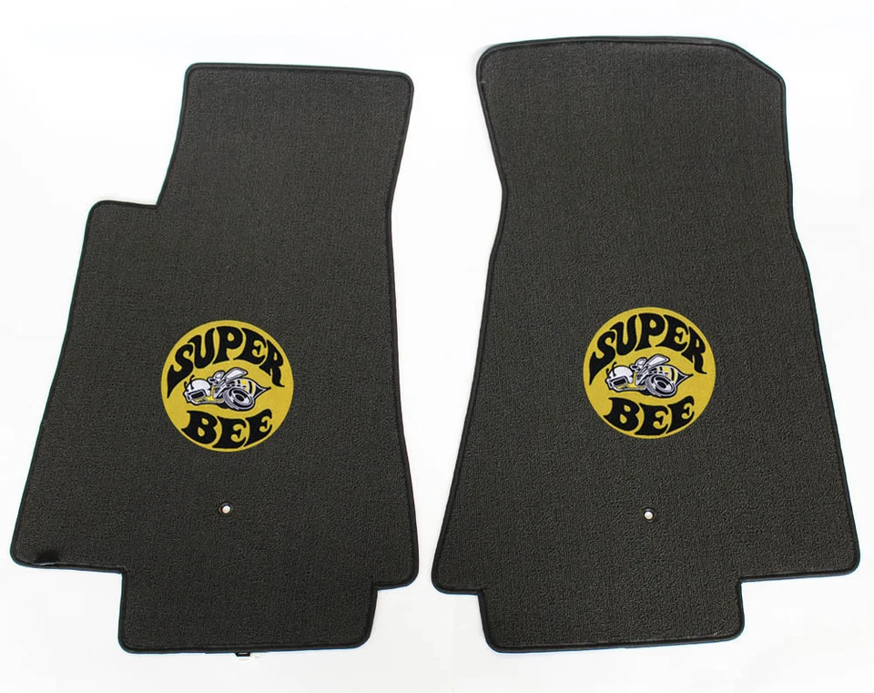 NEW! BLACK FLOOR MATS 1971 Dodge Charger Super Bee Embroidered Logo LOOK - Image 1 of 4
