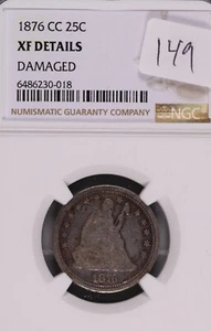 1876-CC Seated Liberty Silver Quarter NGC XF Details Damaged #0-018 - Picture 1 of 2