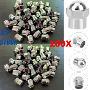100PCS For Schrader Chrome Valve Caps Tire Valve Stem Caps and O-Ring Seal US - Picture 1 of 22