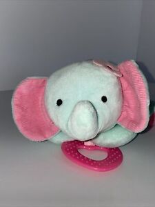 Child of Mine by Carter's Plush Elephant Crib Toy Mint Green Pink Musical