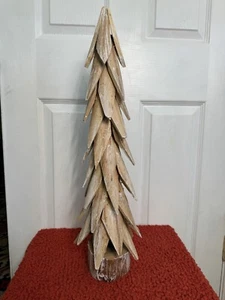 White Wood Tree Desktop Christmas Tree Mantle Decor 24" Large Tall Holiday Decor - Picture 1 of 5