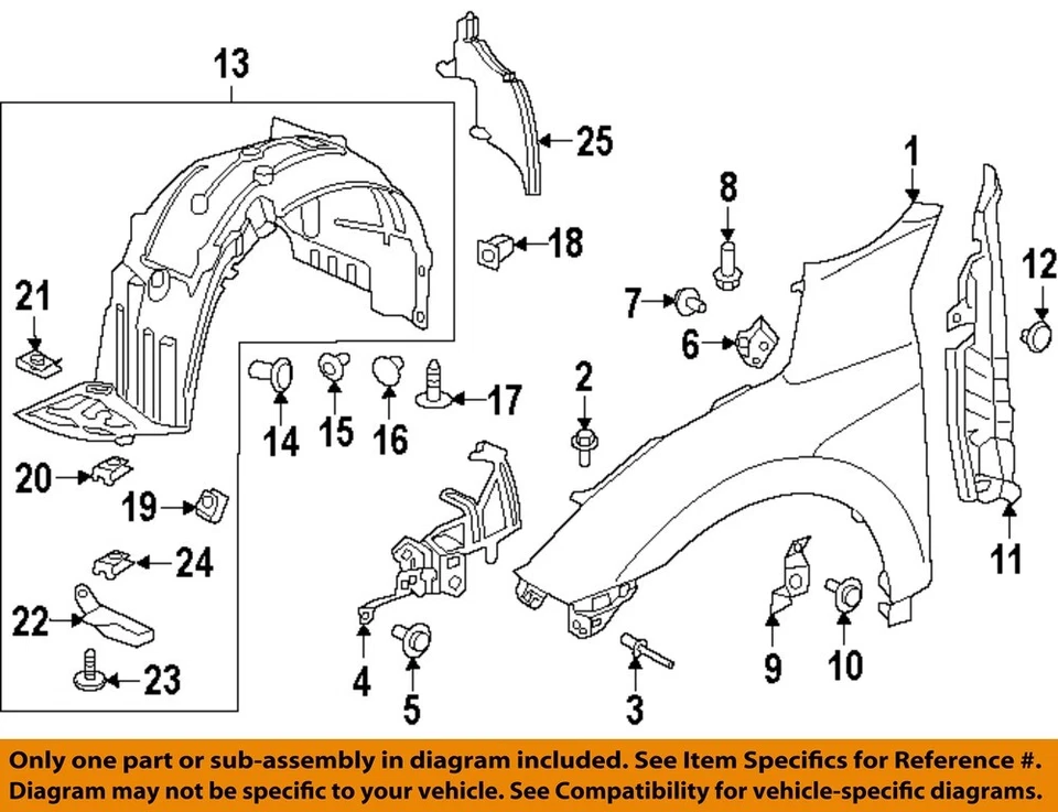 Componentes guardabarros Honda OEM 16-21 Civic - Soporte delantero 60213TBAA00ZZ Foto 1 de 1