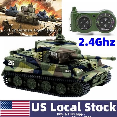 1:72 Radio Remote Control Mini Rc German Tiger I Panzer Tank w/ Sound Toys Gift - Image 1 of 4