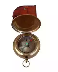 Brass Nautical Compass Marine Compass Gift Antique Vintage Brass Pocket Compass - Picture 1 of 4