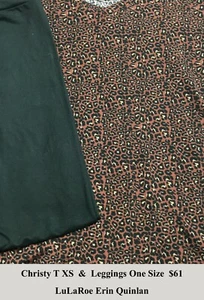 LuLaRoe XS Christy OS Leggings Outfit Schwarz Braun Animal Print Leopard Neu mit Etikett - Bild 1 von 3