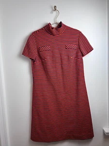 Leslie Fay Vintage T Shirt Dress Stripes Mod 70s Orange - Picture 1 of 10