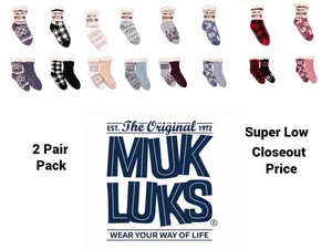 Muk Luks® Original Cabin Socks Closeout Price! 2 Pair Pack Style Choice Gifting!