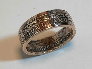 Newfoundland Penny Coin Ring Handmade Canada NFLD Jewelry Vintage 100 years old - Bild 1 von 8