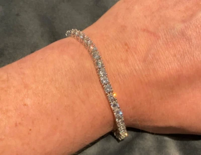 21.6 Carat Lab Created Diamond Tennis Bracelet Platinum Plated 925 8” Inch - Image 1 of 4