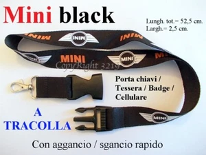 PORTA CHIAVI COLLO MINI COOPER S LACCIO CORDINO LACCETTO TESSERA ID PASS Lanyard - Foto 1 di 8