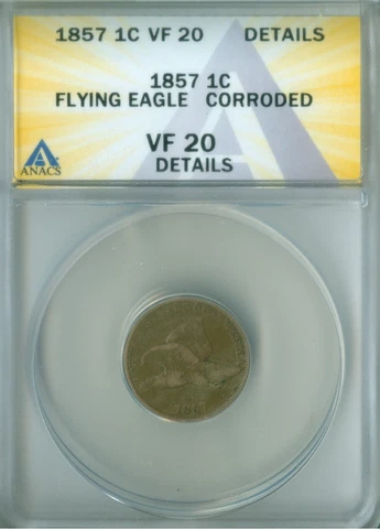 1857 FLYING EAGLE CENT ANACS VF-20 DETAILS (2228066) Cover