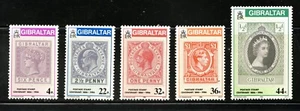 1986 Gibraltar Sc #485-89 "Stamp on Stamp" Anniversary set MNH Cv$7.45 - Picture 1 of 1