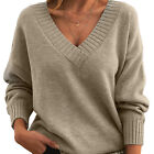 Soft Women Sweater Cozy Neck Knitted For Warm Pullover With Long Sleeves Casual