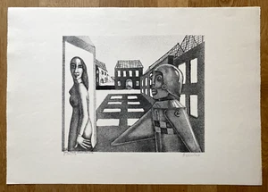 Hans Hanko (1923-1992) Lithographie 1970. Blatt: 37,5x53 cm Motiv: 24,5x30 cm. - Picture 1 of 4