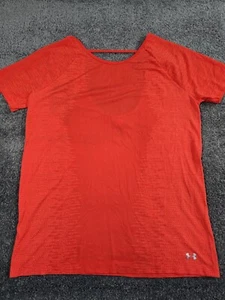 Under Armour Shirt Womens Large Blood Orange Short Sleeve Backless Heat Gear - Picture 1 of 6