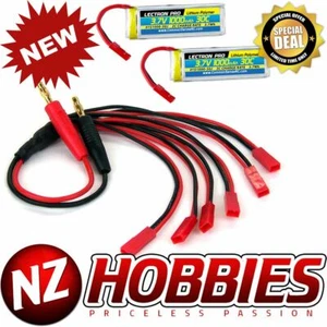 LECTRON 1S 3.7V 1000mAh 30C (2pz) Batteria Lipo con Adattatore di Ricarica Parallelo per - Foto 1 di 1