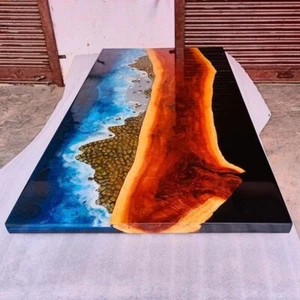 Divano di lusso in resina epossidica tavolo da caffè e pranzo moderno tavolo in legno di acacia dec - Foto 1 di 8