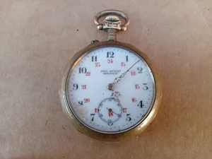 Rare Antique 1900,s Mens Pocket Watch Gold Plated "Paul Benoit Besancon"-Works - Picture 1 of 9