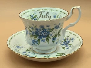 Royal Albert Flower of the Month Series July Forget-Me-Not tea cup & saucer duo. - Picture 1 of 10