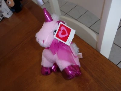 Dandee DAN DEE BUNNY PELUCHE LOVEY rosa unicornio brillo METÁLICO 8" nuevo con etiquetas NUEVO Foto 1 de 2