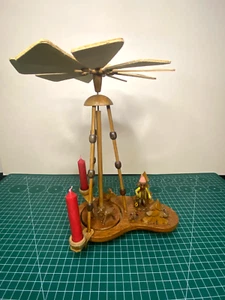 Weihnachts-Pyramide Erzgebirge 1-stöckig natur braun Holz Vintage 26cm hoch - Bild 1 von 11