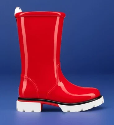 $555 NEW Christian Louboutin Girl's Pluie Rain Boots Red Size 32 US 1 - Image 1 of 4