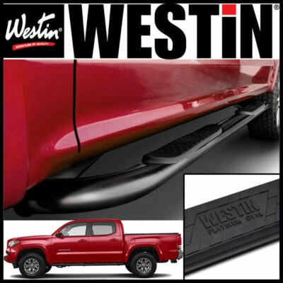 Barras de paso Westin Platinum 4 ovaladas Nerf aptas para Toyota Tacoma 2005-2023 doble cabina Foto 1 de 4