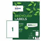 Avery 100% Recycled Laser Labels 1 labels / sheet, 100 sheet pack