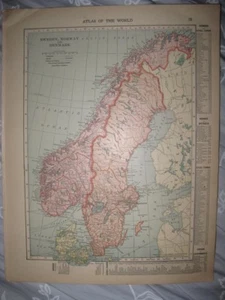 FINE ANTIQUE 1915 NETHERLANDS BELGIUM SWEDEN NORWAY DENMARK MAP CANAL RAILROAD - Picture 1 of 2