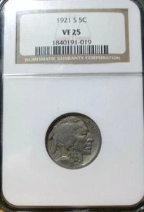 1921 S Buffalo Nickel VF25 - Picture 1 of 4