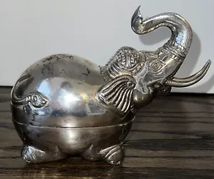Kambodscha Khmer Silber Elefant Statue Schatulle Schmuck Sammlerstück Vintage - Bild 1 von 17