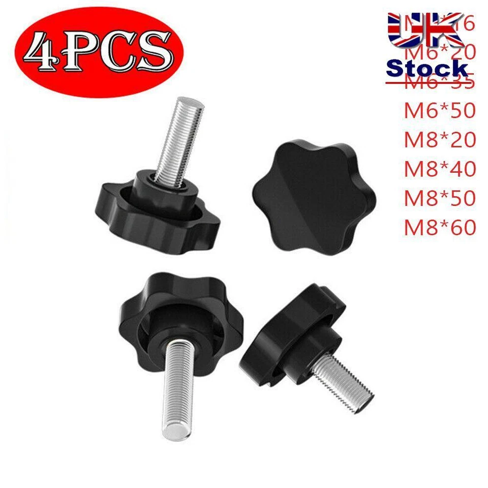 M6 M8 Threaded Thumb Screw Star Shaped Head Knob Carbon Steel Star Knobs Grips - Image 1 of 4